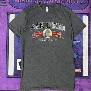 Nice Medium Grey and red San Diego embroidery streetwear medium cotton t-shirt